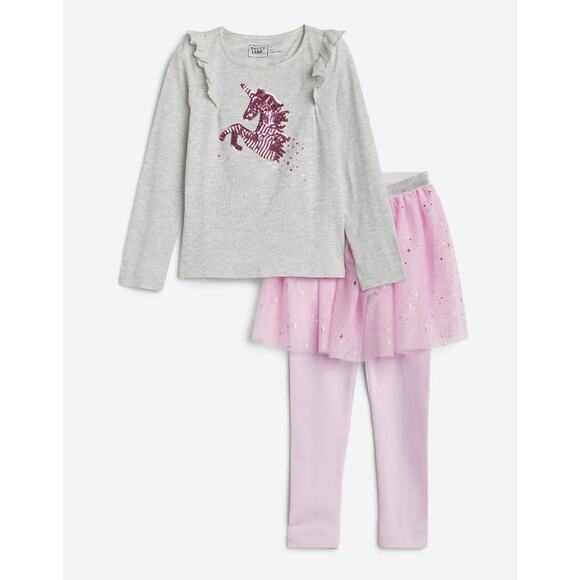 Bailey Lane Flutter Tee Unicorn Sequin Long Sleeve Set Girls Size M 8 - 10 - Picture 1 of 10